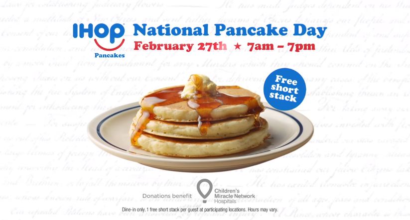 IHOP giving free stack of pancakes for 2018 National Pancake&nbsp;Day